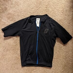 Ostroy Black Cycling Jersey with Blue Accents Men's Small